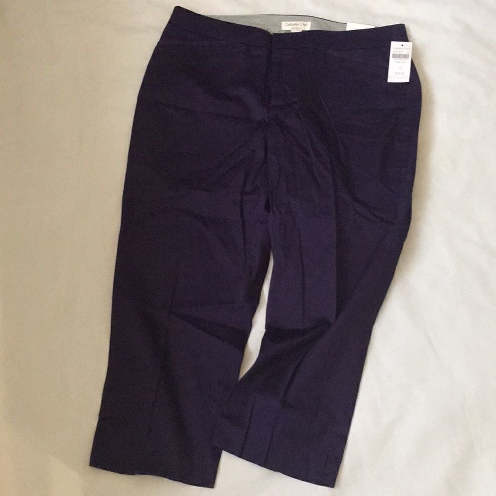 New Vintage Coldwater Creek Navy Sateen crop Pants 12